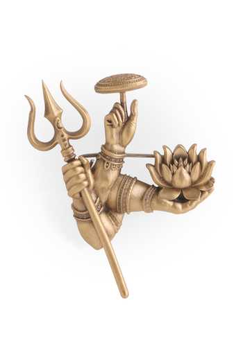 Buy_Cosa Nostraa_Gold Beads, Stones Antique Carved Lapel Pin And Brooch Set - 2 Pcs _Online_at_Aza_Fashions