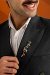 Shop_Cosa Nostraa_Gold Beads, Stones, Brooches Antique Carved Lapel Pin And Set - 3 Pcs _at_Aza_Fashions