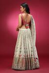 Shop_Jhambthreads_Pink Silk, Tissue Embroidery, Sequins, Beads, Geometric Pattern Lehenga Set _at_Aza_Fashions