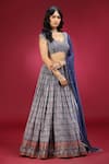 Buy_Jhambthreads_Blue Silk, Georgette, Crepe Embroidery, Zari, Geometric Pattern Lehenga Set _Online_at_Aza_Fashions