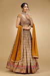 Buy_Jhambthreads_Mustard Silk, Georgette, Crepe Embroidery, Sequins, Beads, Blouse And Lehenga Set _Online_at_Aza_Fashions