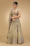 Buy_Jhambthreads_Gold Silk, Tissue Embroidery, Sequins, Tassels Sweetheart Tonal Lehenga Set _Online_at_Aza_Fashions