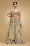 Buy_Jhambthreads_Gold Silk, Tissue Embroidery, Sequins, Tassels Sweetheart Tonal Lehenga Set _at_Aza_Fashions
