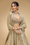Shop_Jhambthreads_Gold Silk, Tissue Embroidery, Sequins, Tassels Sweetheart Tonal Lehenga Set _Online_at_Aza_Fashions