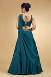 Shop_Jhambthreads_Green Georgette Embroidery, Sequins, Tassels V-neck Blouse Lehenga Set _at_Aza_Fashions