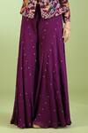 Jhambthreads_Purple Georgette, Viscose Sequins V-neck Abstract Pattern Peplum Kurta Set _Online_at_Aza_Fashions
