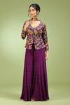 Buy_Jhambthreads_Purple Georgette, Viscose Sequins V-neck Abstract Pattern Peplum Kurta Set _Online_at_Aza_Fashions