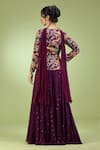 Shop_Jhambthreads_Purple Georgette, Viscose Sequins V-neck Abstract Pattern Peplum Kurta Set _at_Aza_Fashions