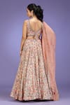 Shop_Jhambthreads_Pink Crepe, Tissue Zari, Tassels V-neck Floral Pattern Lehenga Set _at_Aza_Fashions