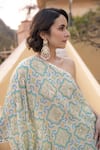 Buy_Sajeda A Lehry_Blue Crepe Embroidery, Sequins, Mirrors One Shoulder Top And Sharara Set _Online_at_Aza_Fashions