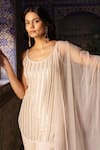 Buy_Sajeda A Lehry_Ivory Crepe Sequins, Embroidery, Pearls, Cut Work, Hand Kurta Sharara Set _Online_at_Aza_Fashions