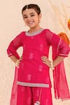 Jhambthreads_Pink Cotton Embroidery, Tassels Kurta Set _Online_at_Aza_Fashions