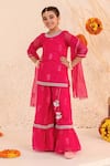 Buy_Jhambthreads_Pink Cotton Embroidery, Tassels Kurta Set _at_Aza_Fashions
