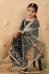 Shop_Jhambthreads_Black Georgette, Net Embroidery Printed And Kurta Set _Online_at_Aza_Fashions