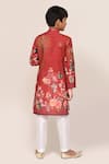 Shop_Jhambthreads_Red Silk, Cotton Floral Print Kurta Set _at_Aza_Fashions