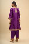 Sheetal Batra_Purple Embroidery, Zari V-neck Hafsa Kurta And Salwar Set _Online_at_Aza_Fashions
