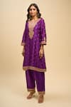 Buy_Sheetal Batra_Purple Embroidery, Zari V-neck Hafsa Kurta And Salwar Set _Online_at_Aza_Fashions