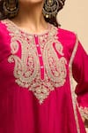 Shop_Sheetal Batra_Pink Zari Round Neck, Yes Ayra Embroidered Straight Kurta And Salwar Set _Online_at_Aza_Fashions