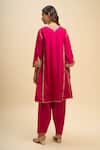 Sheetal Batra_Pink Zari Round Neck, Yes Ayra Embroidered Straight Kurta And Salwar Set _Online_at_Aza_Fashions