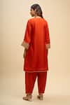 Sheetal Batra_Orange Embroidery, Zari Split V-neck Mehza Yoke Kurta And Salwar Set _Online_at_Aza_Fashions