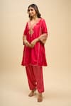 Buy_Sheetal Batra_Red Embroidery, Zari V-neck, Yes Niyah Kurta And Pant Set 