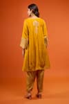 Sheetal Batra_Yellow Embroidery V-neck, Yes Niyah Kurta Set _Online_at_Aza_Fashions
