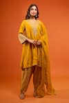 Buy_Sheetal Batra_Yellow Embroidery V-neck, Yes Niyah Kurta Set _Online_at_Aza_Fashions