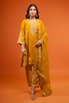 Buy_Sheetal Batra_Yellow Embroidery, Zari Round Neck Jeriah Kurta Set _Online_at_Aza_Fashions