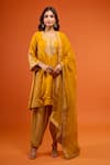 Buy_Sheetal Batra_Yellow Embroidery, Zari Round Neck Jeriah Kurta Set _at_Aza_Fashions