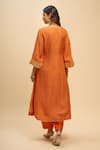 Sheetal Batra_Orange Embroidery V-neck, Yes Zaliyah Kurta Set _Online_at_Aza_Fashions