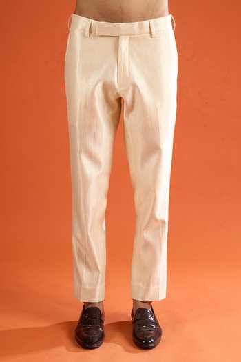 Buy_Qbik_Off White Embroidery, Zari, Mirrors Paisley Bundi And Kurta Set _Online_at_Aza_Fashions