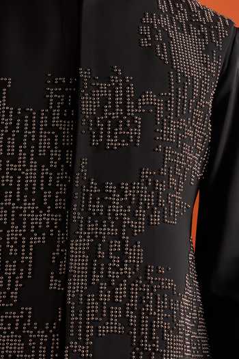 Shop_Qbik_Black Stones Geometric Embroidered Bundi And Kurta Set _Online_at_Aza_Fashions
