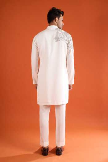 Qbik_Pink Sequins Placement Embroidered Kurta Set _Online_at_Aza_Fashions