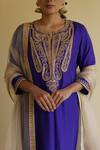 Apeksha Jain Label_Purple Silk, Organza Embroidery Round Neck Jashn Kurta Set _at_Aza_Fashions