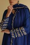 Shop_Apeksha Jain Label_Blue Silk, Tissue Embroidery, Zari Pankhuri A-line Kurta Set 