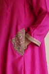 Shop_Apeksha Jain Label_Magenta Silk, Satin, Bemberg Embroidery Notched Neck Gul Kurta Salwar Set _Online_at_Aza_Fashions