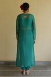 Shop_Apeksha Jain Label_Emerald Green Silk, Organza, Satin, Bemberg Embroidery Pihu Jacket Pant Set _at_Aza_Fashions