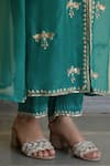Buy_Apeksha Jain Label_Emerald Green Silk, Organza, Satin, Bemberg Embroidery Pihu Jacket Pant Set 