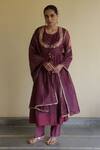 Buy_Apeksha Jain Label_Purple Chanderi, Shantoon Zari, Embroidery, Tassels Round Dilbaro Anarkali Set _at_Aza_Fashions