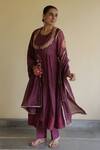 Buy_Apeksha Jain Label_Purple Chanderi, Shantoon Zari, Embroidery, Tassels Round Dilbaro Anarkali Set 