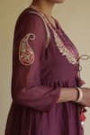 Shop_Apeksha Jain Label_Purple Chanderi, Shantoon Zari, Embroidery, Tassels Round Dilbaro Anarkali Set 