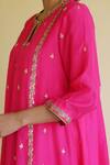 Apeksha Jain Label_Pink Silk, Organza Gota Patti, Zari V-neck, Yes Noorani Panelled Kurta Set _Online_at_Aza_Fashions