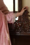Shop_Apeksha Jain Label_Pink Silk, Organza, Chanderi Embroidery V-neck, Yes Inayat A-line Kurta Set _Online_at_Aza_Fashions