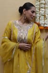 Shop_Apeksha Jain Label_Yellow Silk, Organza, Satin, Bemberg Zaalima Embroidered Kurta Dhoti Pant Set _Online