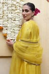 Apeksha Jain Label_Yellow Silk, Organza, Satin, Bemberg Zaalima Embroidered Kurta Dhoti Pant Set 