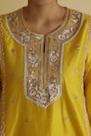 Apeksha Jain Label_Yellow Silk, Organza, Satin, Bemberg Zaalima Embroidered Kurta Dhoti Pant Set 