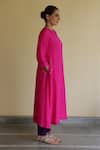 Buy_Apeksha Jain Label_Pink Silk, Organza Gota Patti Round Neck Neer A-line Kurta Set _Online
