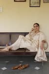 Buy_Apeksha Jain Label_Ivory , Organza Embroidery, Sequins, Zari, Gota Patti Chaand Kurta Set _Online_at_Aza_Fashions