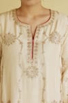Apeksha Jain Label_Ivory , Organza Embroidery, Sequins, Zari, Gota Patti Chaand Kurta Set _Online