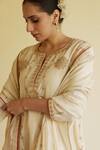 Shop_Apeksha Jain Label_Ivory , Organza Embroidery, Sequins, Zari, Gota Patti Chaand Kurta Set _Online